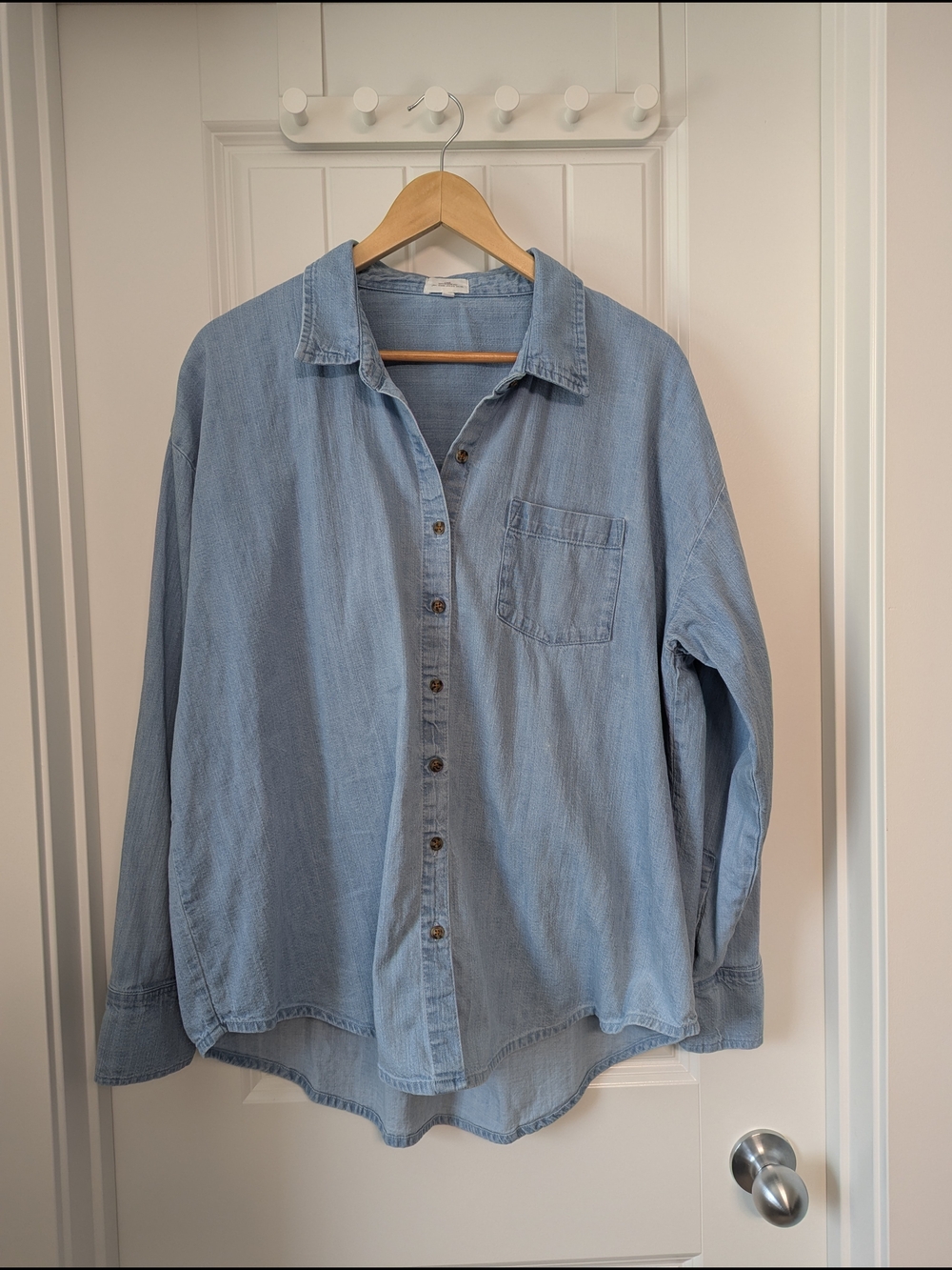 Light Wash Women’s Denim Button-Up Shirt